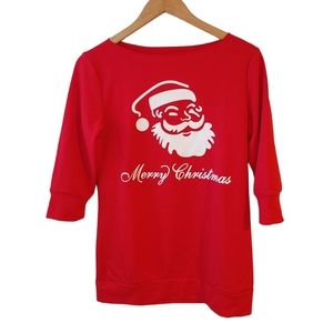 Merry Christmas Red and White Santa Shirt Size Medium